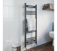 1200 x 450mm Bathroom Heated Towel Rail Dual Fuel Anthracite Flat Manual 17 Rail