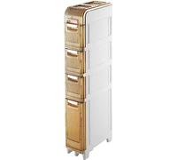 Bathroom Floor Cabinet - 3/4/5 Tier Vertical Storage Unit with Clear Drawers & Casters - Waterproof Toilet Paper Organizer for Small Spaces