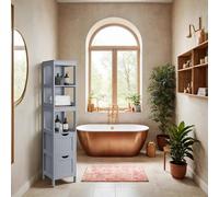 Bathroom Floor Cabinet, Freestanding Bathroom Storage Unit, with 2 Drawers, 3 Open Compartments, for Bathroom, Living Room, Kitchen, Modern Style