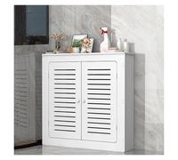 Bathroom Floor Cabinet with 2 Doors and Modern Vertical Grill Slats Decorative Radiator Cover Multi-Purpose Heating Storage Organizer Bedroom Balcony(70x60x20cm/27.56x23.62x7.87in)