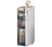 Bathroom Floor Cabinet with Transparent Drawers & Wheels, 3-Tier Plastic nizer for Narrow Sink, Versatile Storage Solution, White, Vertical Container for Home Use