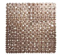 Bathroom Floor Mat Pebble Design Non-slip Square Carpet Bathing Shower Bathtub PVC Pad, Brown