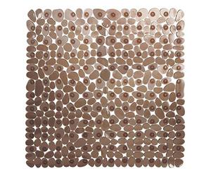 Bathroom Floor Mat Pebble Design Non-slip Square Carpet Bathing Shower Bathtub PVC Pad, Brown