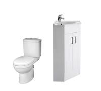 Bathroom Corner Vanity Unit and Toilet Set White Balterley White One Size
