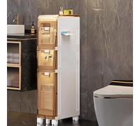 Bathroom Floor Storage Cabinet Narrow Slim Organizer 2/3/4-Tiers Side Corner Unit With Handle Casters Clear Drawers Paper Storage Cabinet, Rolling Cart Organizer For Ti(Size:4 Tier/114.8x8.3x36.6inch)