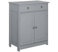 Bathroom Floor Storage Cabinet W/ 2 Drawers Door Cupboard Grey
