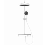 Bathroom Full Copper Belt Storage Table Digital Display Large Top Spray Liftable Shower Shower, Round Tube White Round Nozzle