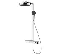 Bathroom Full Copper Belt Storage Table Digital Display Large Top Spray Liftable Shower Shower, Square Tube Chrome Round Nozzle