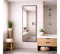 Bathroom Full Length Black Mirror 150 x 60cm - Large Wall Mounted Aluminium Mirror - Modern Rectangular Portrait or Landscape Mirror