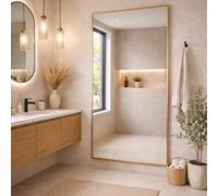 Bathroom Full Length Gold Mirror 174 x 85cm - Large Wall Mounted Aluminium Mirror - Modern Rectangular Portrait or Landscape Mirror