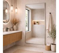 Bathroom Full Length Silver Mirror 174 x 85cm - Large Wall Mounted Aluminium Mirror - Modern Rectangular Portrait or Landscape Mirror