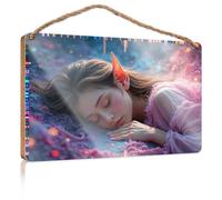 Bathroom Funny Signs A Young Woman with Elf Ears Sleeping Peacefully Plain Wood Signs for Crafts Door Decor(20X30CM)