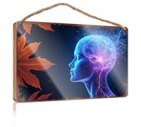 Bathroom Funny Signs Neural Connections: The Art Of Brain Activity Wooded Sign Farmhouse Decor For The Home Door Sign For Bedroom(20X30CM)