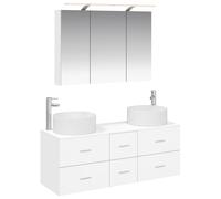 Bathroom Furniture Set 4 pcs Engineered Wood and Glass Cabinet Mirror vidaXL