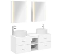 Bathroom Furniture Set 5 pcs Engineered Wood and Glass Mirror Cabinet vidaXL