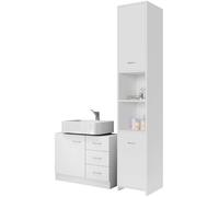 Bathroom Furniture Set White Tall Cabinet and Vanity Cabinet