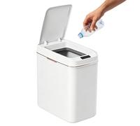 Bathroom Garbage Can with Lid | Contactless Smart Sensor Container | Ultra-Thin Square Toilet Trash Can | for Home Hotel Kitchen Toilet Office Bedroom Living Room