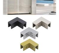 Bathroom Glass Clamp 90 Degree Brass Shower Screen Clamp Square Glass Bracket Matt Black Glass Holder Tempered Glass Fixing Clip for 8-12 mm Panels Easy Install(Black)
