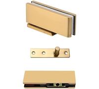 Bathroom Glass Hinges, 1 Set Glass Door Hinges Hydraulic Buffer Pivot Hinges Brushed Stainless Steel Glass Clamps Bathroom Clamps Shower Door Fittings for 10-12mm toughened Glass(Titanium)
