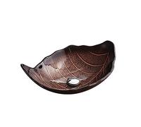 Bathroom Glass Vessel Sinks Geometry Countertop Basin Bowl Combo Leaf-Shaped Design Artistic Vessel Sink Waterfall Mixer Faucet Pop-up Drain Set Deck Mounted Interesting