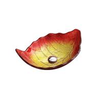 Bathroom Glass Vessel Sinks Geometry Countertop Basin Bowl Combo Leaf-Shaped Design Artistic Vessel Sink Waterfall Mixer Faucet Pop-up Drain Set Deck Mounted Interesting