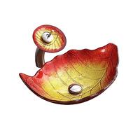Bathroom Glass Vessel Sinks Geometry Countertop Basin Bowl Combo Leaf-Shaped Design Artistic Vessel Sink Waterfall Mixer Faucet Pop-up Drain Set Deck Mounted Interesting