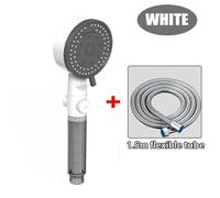 Bathroom Handheld 10 Modes High-Pressure Filtered Shower Head Key Stop Water Showerhead Portable Nozzle Accessories(White with Pipe)