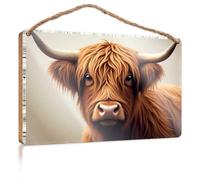 Bathroom Hanging Decor Highland Cow Portrait: Majestic And Mysterious Wooden Sign Sign For Front Door Plain Wood Signs For Crafts(15X28CM)
