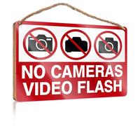 Bathroom Hanging Decor No Cameras, Video Flash Allowed Sign Wooden Sign Sign for Front Door Plain Wood Signs for Crafts(23X35CM)