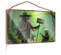 Bathroom Hanging Decor Octopus Explorer Guides Little Musicians In Enchanted Forest Wooded Sign Fall Front Door Decor Bathroom Wood Sign(15X28CM)