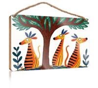 Bathroom Hanging Decor Three Colorful Giraffes Under A Tree. Camper Decor Fall Porch Decor(23X35CM)