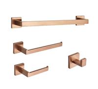 Bathroom Hardware Accessories Set Black Toilet Stainless Steel Wall Towel Bar Rail,Paper Holder and Hook Gold Bath Rack Hanger,rose gold 4pcs WFJ