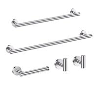Bathroom Hardware Accessories Set Brushed Nickel Towel Bar Sets Include Double Towel Bars (23.6" and 15.7") Toilet Paper Holder Double Towel Hooks, 5 Pieces Stainless Steel Wall Mounted