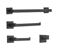 Bathroom Hardware Black Robe Hook Towel Rail Bar Rack Shelf Hanger Tissue Toilet Roll Paper Holder Wall Accessories for Home(Black Set)