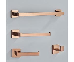 Bathroom Hardware Rose Gold Polish Shiny Bathrobe Hook Towel Rail Bar Rack Bar Shelf Tissue Paper Holder Bathroom Accessories,Gold Whole Set 40cm,China Mainland