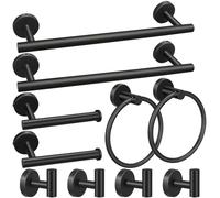 Bathroom Hardware Set, 10pcs Matte Black Stainless Steel Bathroom Hardware Set, Bath Hardware Set Including 16" Hand Towel Bars, Toilet Paper Holders, Towel Rings, Robe Towel Hooks
