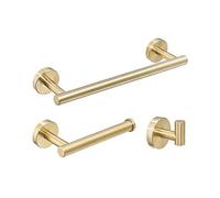 Bathroom Hardware Set 12''Towel Bar, Toilet Paper Holder, Towel Ring, Robe Hook,Brushed Gold Wall Mounted Bath Hardware Accessory Set