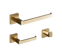 Bathroom Hardware Set 15.7-Inch Towel Bar,Towel Hook,Toilet Paper Holder Brushed Gold Stainless Steel Bathroom Accessories Gudetap GTS199BG