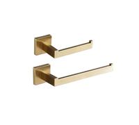 Bathroom Hardware Set,2-Pieces Brushed Gold Accessories 304 Stainless Steel Wall Mounted Bathroom Hardware 2-Piece Set Towel Rack and Toilet Paper Holder YIGUANXIN