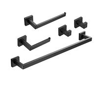 Bathroom Hardware Set 24-Inch Towel Bar,2pcs Towel Hook,Toilet Paper Holder,Hand Towel Holder Stainless Steel Brushed Black Bathroom Accessories GTS3190BG