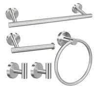 Bathroom Hardware Set, 5/10/20pcs Matte Black/Brushed Nickel/Brushed Gold Stainless Steel Bathroom Hardware Set, Including 16" Hand Towel Bars, Toilet Paper Holders, Towel Rings, Robe Towel Hooks