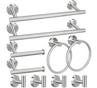 Bathroom Hardware Set, 5/10/20pcs Matte Black/Brushed Nickel/Brushed Gold Stainless Steel Bathroom Hardware Set, Including 16" Hand Towel Bars, Toilet Paper Holders, Towel Rings, Robe Towel Hooks
