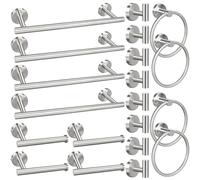 Bathroom Hardware Set, Bathroom Accessory, 5/10/20pcs Matte Black/Brushed Nickel/Brushed Gold Stainless Steel, Including 16'' Hand Towel Bars, Toilet Paper Holders, Towel Rings, Robe Towel Hooks