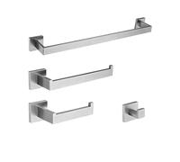 Bathroom Hardware Set with Gunmetal Finish Towel Rack Towel Ring Toilet Paper Holder Robe Hook Wall Mounted Bath Accessories Kit (Brushed 4 Pieces) KeYJ