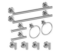 Bathroom Hardware Set-XXINLOOY 10-Piece, Hardware Towel Bar Bathroom Accessories,Set includes 2* Towel Bar 2* Towel Ring 2* Toilet Toilet Holder 4* Multipurpose Hook (Brushed Finish)