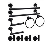 Bathroom Hardware Set-XXINLOOY 10-Piece, Hardware Towel Bar Bathroom Accessories,Set includes 2* Towel Bar 2* Towel Ring 2* Toilet Toilet Holder 4* Multipurpose Hook (Matte Black)