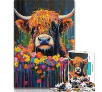 Bathroom Heights Cow 1000 Pieces Jigsaw Puzzle For Adults Teens,Challenging Game Toys Every Piece Is Unique - Challenging Family Fun Game 38x26cm