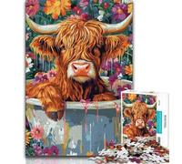Bathroom Heights Cow Jigsaw Puzzles for Adults Teenagers Jigsaws Puzzle,Help The Brain Exercise Addictive Toys to Cultivate Patience Great Gift 50x75cm