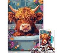 Bathroom Heights Cow Jigsaws Puzzles 1000 Pieces for Teenagers Gifts,Challenging Game And Family Play Wall Decoration Unique Birthday And Xmas Gifts 38x26cm