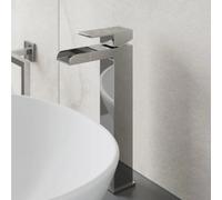 Bathroom High Rise Tall Mono Basin Mixer Tap Square Single Lever Modern Chrome